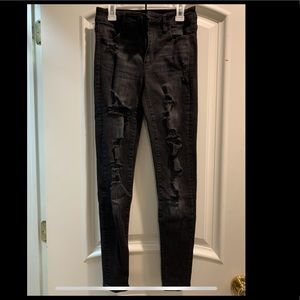 American eagle black destroyed jeans